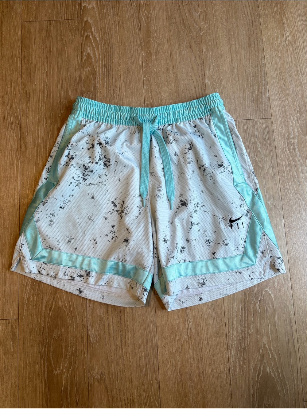 Nike Dri-Fit White and Mint Mesh Athletic Shorts w/ Splatter Details